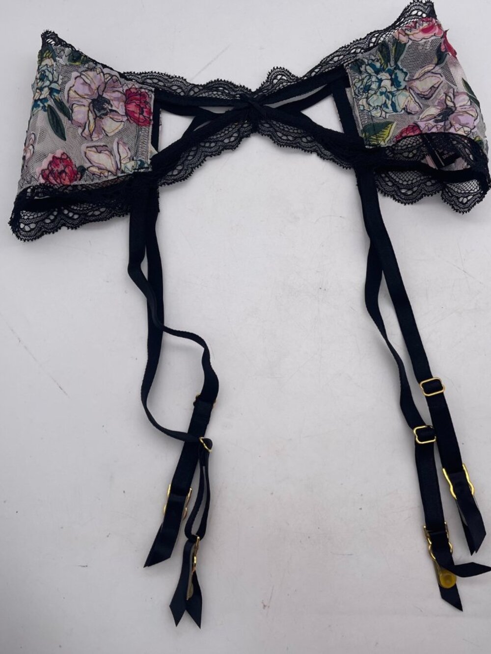 New Victoria's Secret Very Sexy Mesh Floral Garter Belt Lingerie XS-S T22